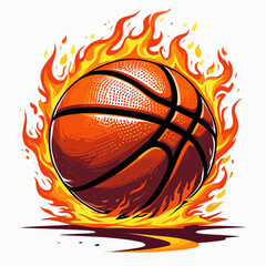 fiery basketball vector image