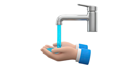 Hands washing under a faucet