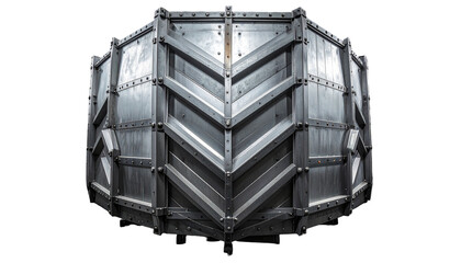 Geometric metal structure, angular shape, industrial construction, rivets