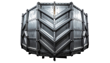 Geometric metal structure, angular shape, industrial construction, rivets