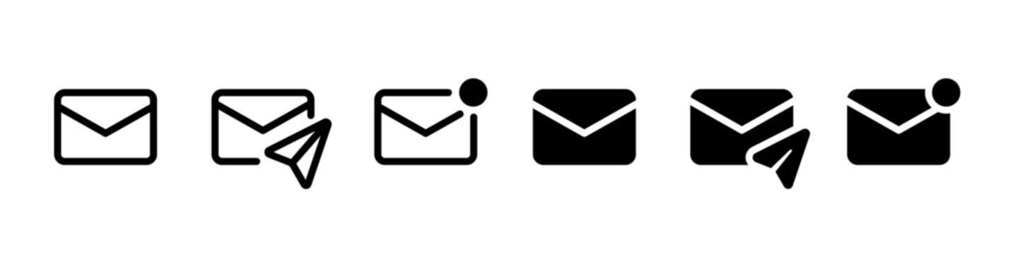 メールアイコンセット（メール、メール送信、メール通知[未読]）