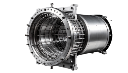 Cylindrical metal machinery component with intricate interior framework