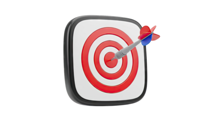 Dart hitting bullseye on target