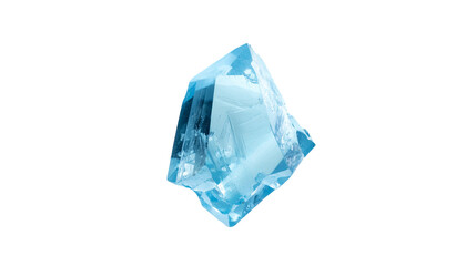 A glistening, fractured crystal floats against a stark black background