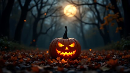 halloween pumpkin in the forest
