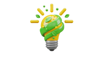 Eco-friendly light bulb concept with leaves and green energy