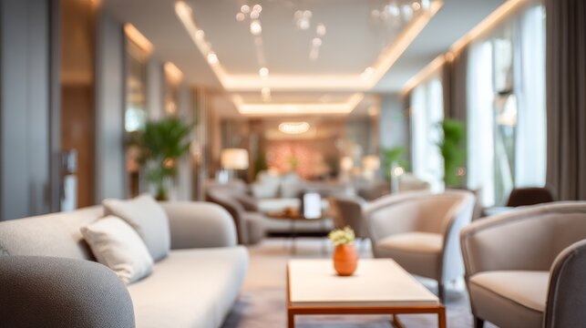 Business Lounge with Neutral Colors and Premium Feel. Blurred background