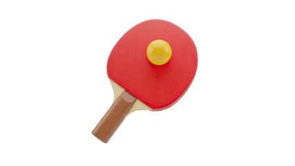 Red Ping Pong Paddle with Yellow Ball