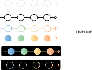 Clean and modern timeline infographic design variations for illustrating sequential processes, project phases, and historical information effectively