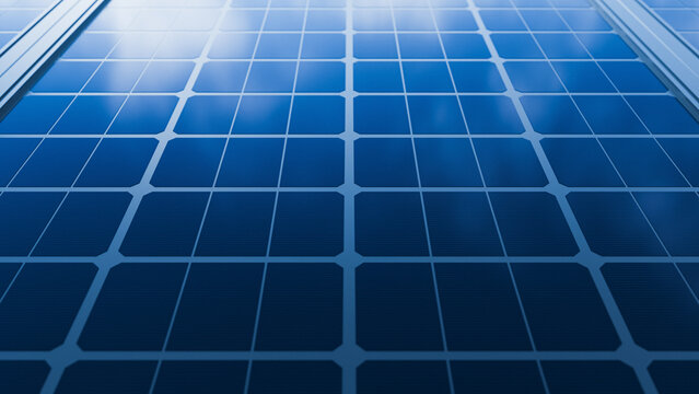 Photovoltaic panel grid pattern solar energy background. 3d rendering