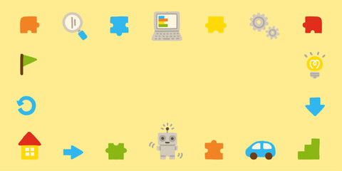 プログラミング パズル アイコン 背景 手描き パステル