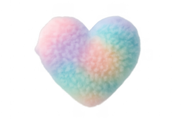 Fluffy pastel rainbow heart representing love and care