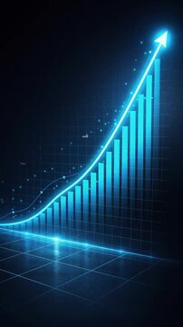Economy growth financial data concept bar chart trend glowing arrow increase success prosperity optimism progress analysis digital finance upward profit trend modern background