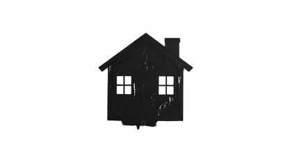 Darkened, simple house silhouette against a stark, black background