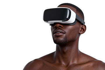 Man Wearing VR Headset for Virtual Reality Experience