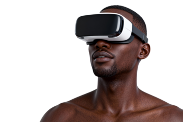 Man Wearing VR Headset for Virtual Reality Experience