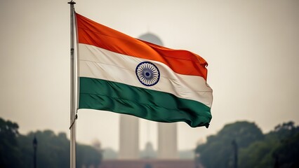 Republic day india flag waving high national pride