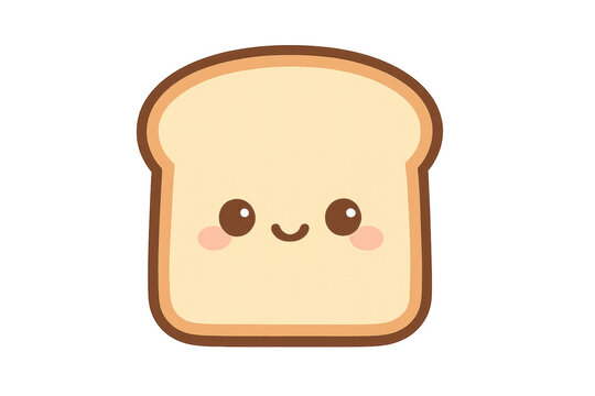 Cute toast bread character smiling transparent background