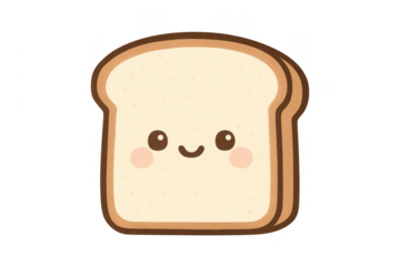 Kawaii bread slice having a friendly smile