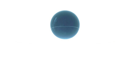 A blue sphere floats above two curved white lines, all on a black backdrop
