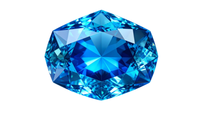 Detailed illustration of a faceted, luminous, blue gemstone