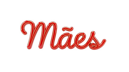 Red 3D Script Font "M?es" on White Background