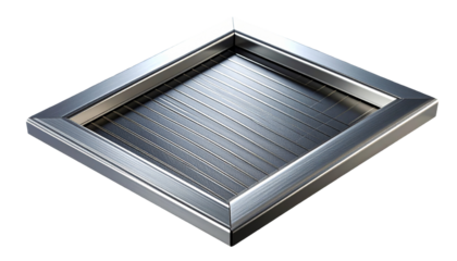 Shiny, metallic diamond-shaped tray with ridged interior, isolated on black