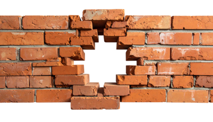 Brick wall with a hole punched through, revealing a dark void
