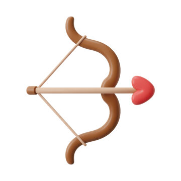 3d icon Love Cupid's bow isolated on transparent background