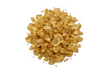 Gold nuggets creating a pile with a transparent background