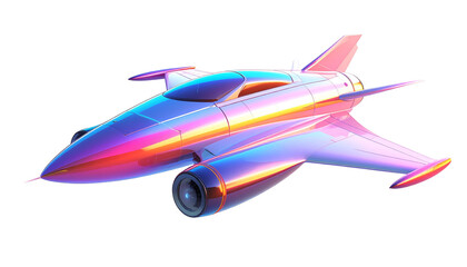 Sleek, iridescent sci-fi aircraft with sharp lines and futuristic design