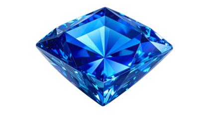 Stunning, square-cut, sapphire gemstone against a black background