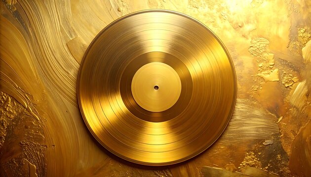 Golden Vinyl Record on a Textured Gold Background.