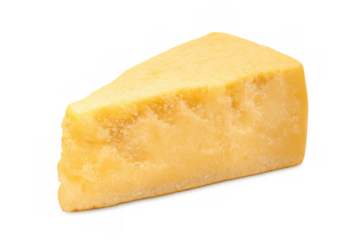 Parmesan cheese wedge, a traditional italian gourmet hard dairy product, offering a classic flavor. Transparent background