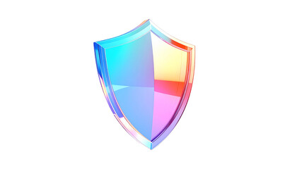 Prism-like shield with gradient colors, against a black background