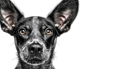 Charming dog with a striking black and white background showcasing a gentle barking nature and friendly spirit
