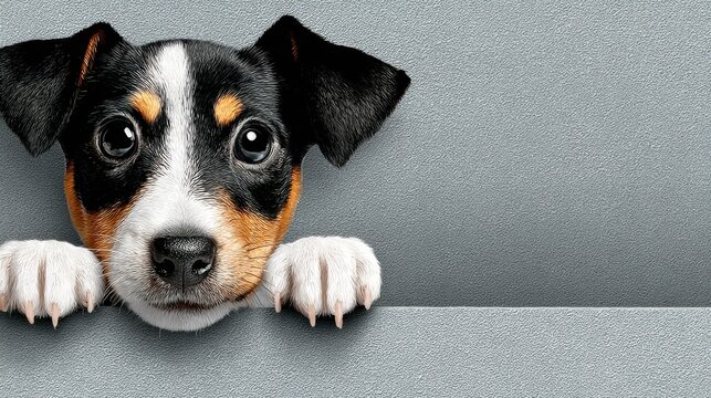 Curious dog peeking over a wall with a gentle expression symbolizing playfulness and a friendly barking nature