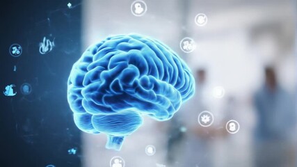 Blue brain hologram concept displaying the connection between science and medicine innovation for - Powered by Adobe