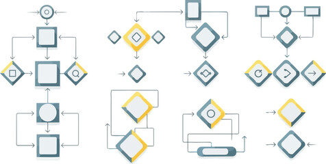 Collection of Flowchart Diagrams and Process Symbols.