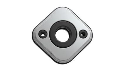 Silver Diamond-Shaped Component with Black Center and Screws