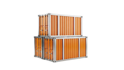 Stack of Two Orange Shipping Containers