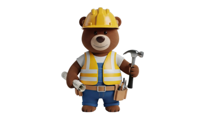 Construction Bear Character with Tools