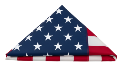 Folded American Flag with Stars and Stripes on Transparent Background