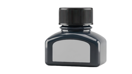 Dark Gray Bottle with Black Cap and White Label