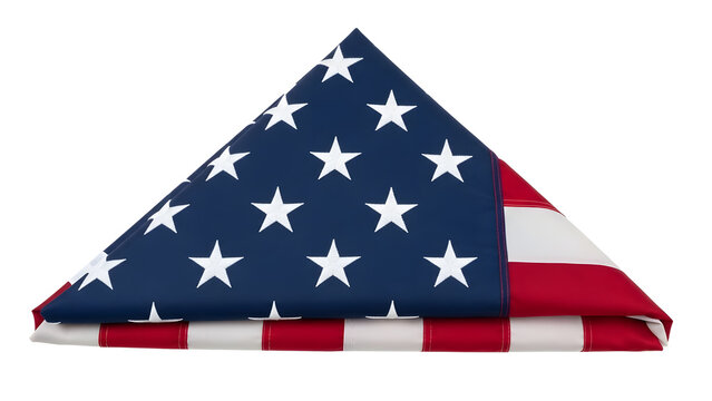 Folded American Flag with Stars and Stripes on Transparent Background