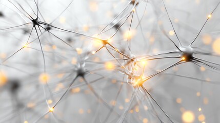 Artificial intelligence neural network visualization with glowing connections on white background