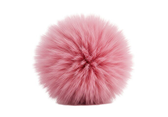 Soft Pink Fur Pompom, Fluffy Texture, Spherical Shape