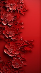 Traditional red paper cut motifs transformed into subtle 3D layers