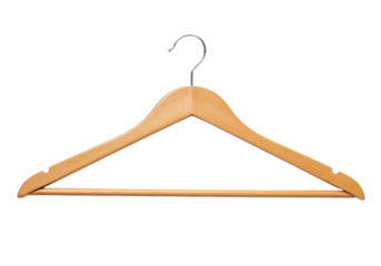 Simple Light Brown Wooden Clothes Hanger with Metal Hook