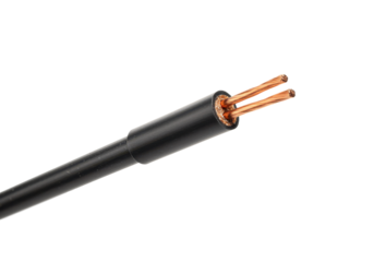Close-up of a Black Insulated Copper Wire Cable